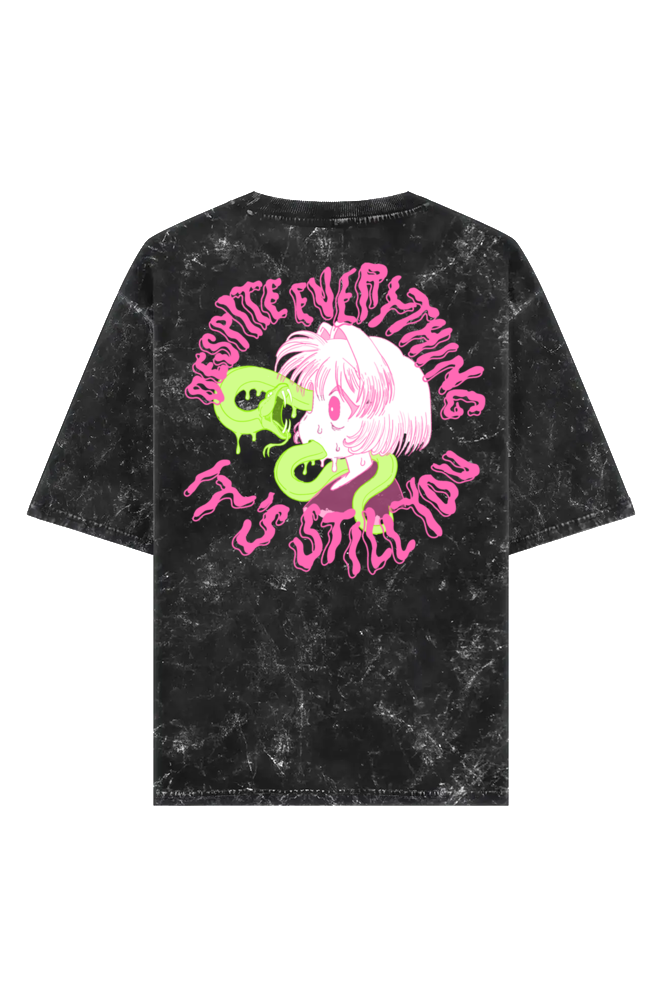 Spiteful Devotion Acid-Wash Oversized Tshirt