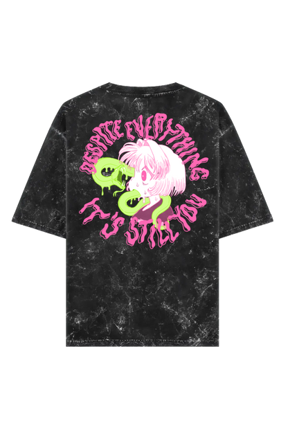 Spiteful Devotion Acid-Wash Oversized Tshirt