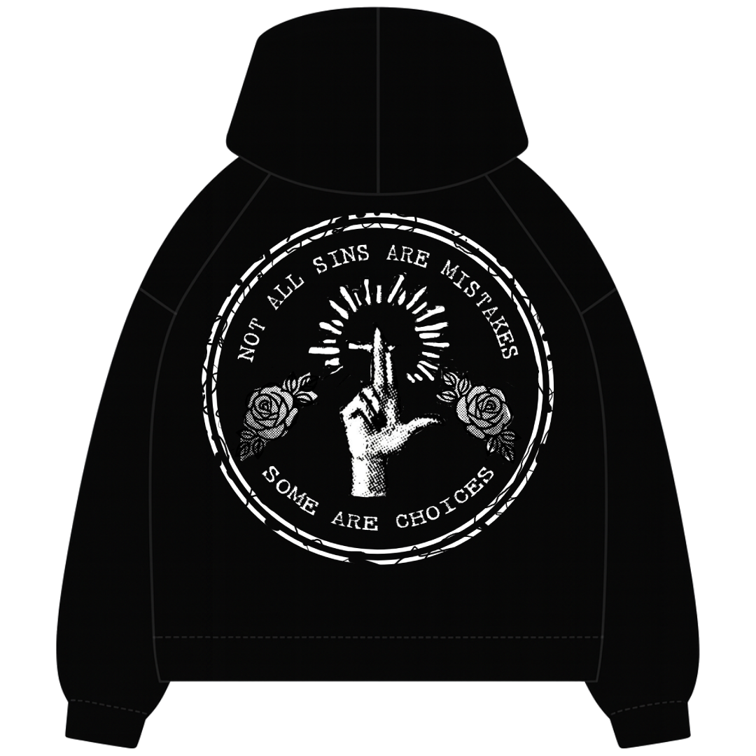 NOT ALL SIN OVERSIZED BLACK HOODIE
