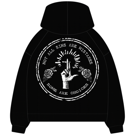 NOT ALL SIN OVERSIZED BLACK HOODIE