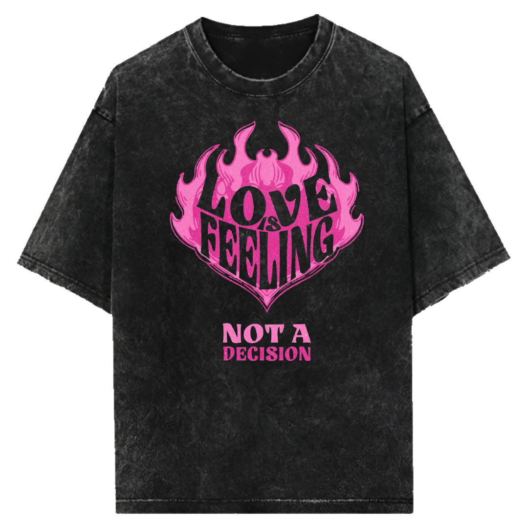 Love is a feeling Acid Wash Oversized T-shirt