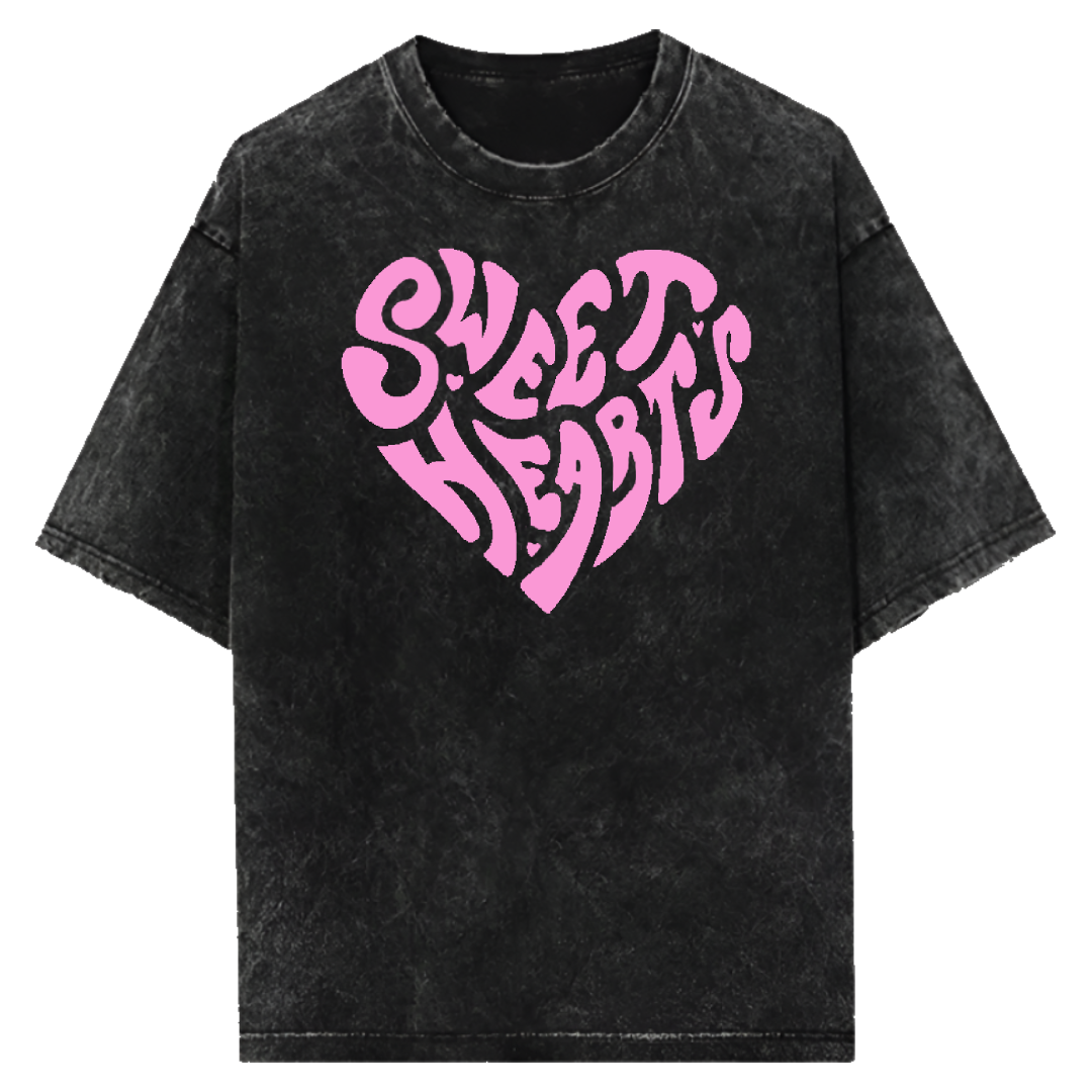 Sweet Hearts Acid Wash Oversized T-shirt